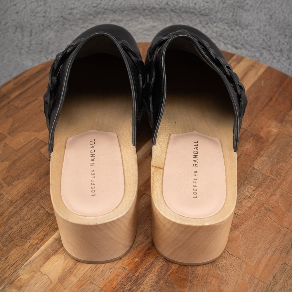 Loeffler Randall Merrill Braided Black Leather Platform Heel Clogs Size 10 M EUC - Picture 4 of 7